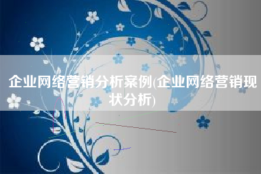 企业网络营销分析案例(企业网络营销现状分析)
