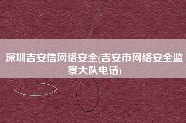 深圳吉安信网络安全(吉安市网络安全监察大队电话)