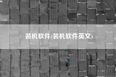 装机软件(装机软件英文)