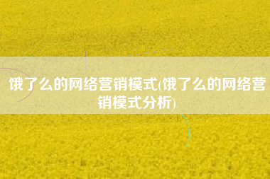 饿了么的网络营销模式(饿了么的网络营销模式分析)