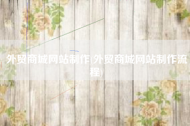 外贸商城网站制作(外贸商城网站制作流程)