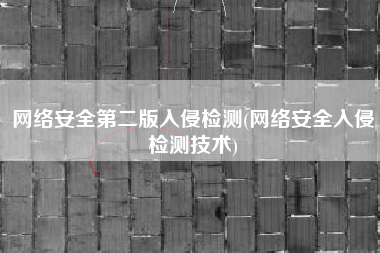 网络安全第二版入侵检测(网络安全入侵检测技术)