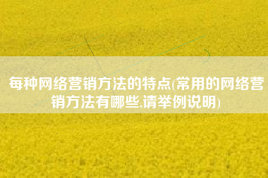 每种网络营销方法的特点(常用的网络营销方法有哪些,请举例说明)