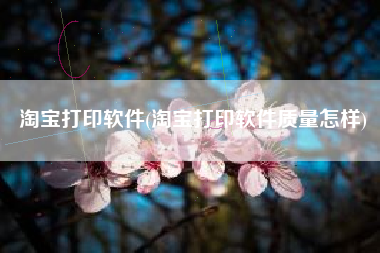 淘宝打印软件(淘宝打印软件质量怎样)