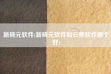 新晓元软件(新晓元软件和云熙软件哪个好)