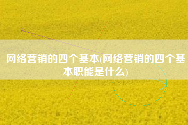 网络营销的四个基本(网络营销的四个基本职能是什么)