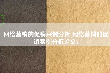 网络营销的促销案例分析(网络营销的促销案例分析论文)