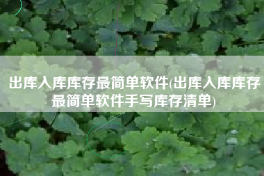出库入库库存最简单软件(出库入库库存最简单软件手写库存清单)