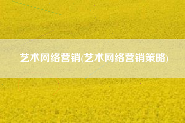 艺术网络营销(艺术网络营销策略)