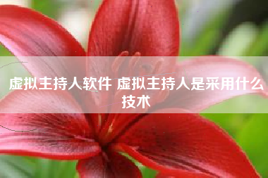 虚拟主持人软件 虚拟主持人是采用什么技术