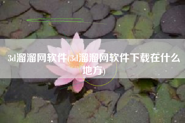 3d溜溜网软件(3d溜溜网软件下载在什么地方)