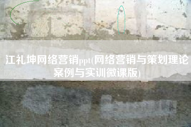 江礼坤网络营销ppt(网络营销与策划理论案例与实训微课版)