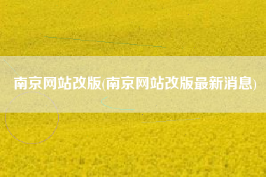 南京网站改版(南京网站改版最新消息)