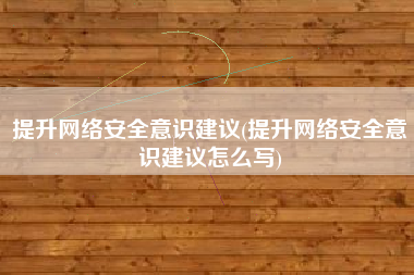 提升网络安全意识建议(提升网络安全意识建议怎么写)