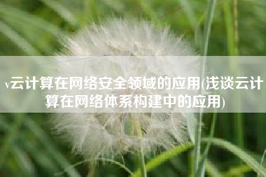 v云计算在网络安全领域的应用(浅谈云计算在网络体系构建中的应用)
