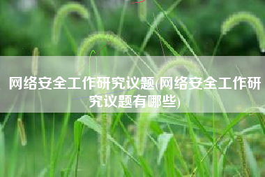 网络安全工作研究议题(网络安全工作研究议题有哪些)