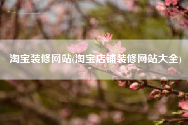 淘宝装修网站(淘宝店铺装修网站大全)