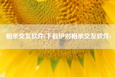 相亲交友软件(下载伊对相亲交友软件)