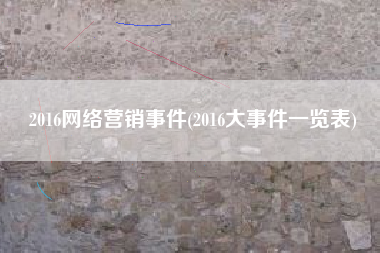 2016网络营销事件(2016大事件一览表)