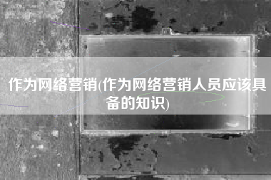 作为网络营销(作为网络营销人员应该具备的知识)