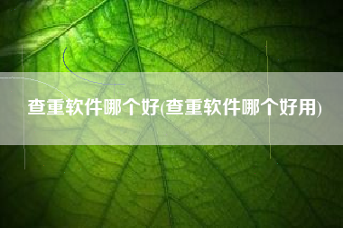 查重软件哪个好(查重软件哪个好用)