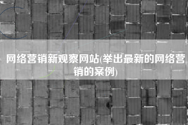 网络营销新观察网站(举出最新的网络营销的案例)