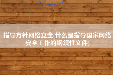 指导方针网络安全(什么是指导国家网络安全工作的纲领性文件)
