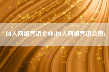 加入网络营销企业(加入网络营销公司)