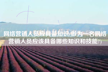 网络营销人员应具备知识(做为一名网络营销人员应该具备哪些知识和技能?)
