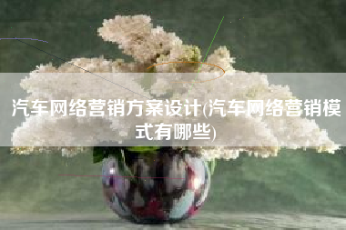 汽车网络营销方案设计(汽车网络营销模式有哪些)
