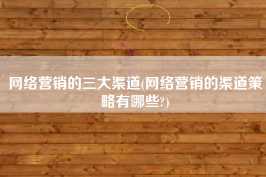 网络营销的三大渠道(网络营销的渠道策略有哪些?)