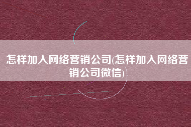 怎样加入网络营销公司(怎样加入网络营销公司微信)