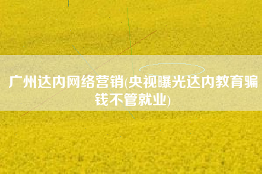 广州达内网络营销(央视曝光达内教育骗钱不管就业)