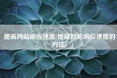 提高网站响应速度(提高网站响应速度的方法)