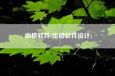 出格软件(出格软件设计)