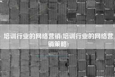 培训行业的网络营销(培训行业的网络营销策略)