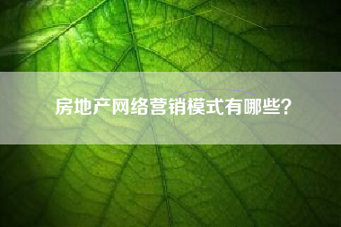 房地产网络营销模式有哪些？