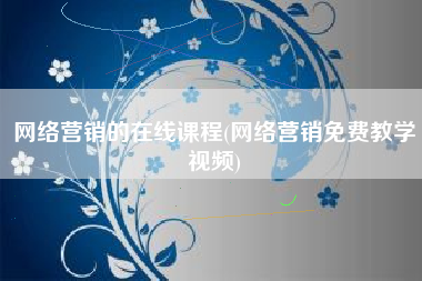 网络营销的在线课程(网络营销免费教学视频)