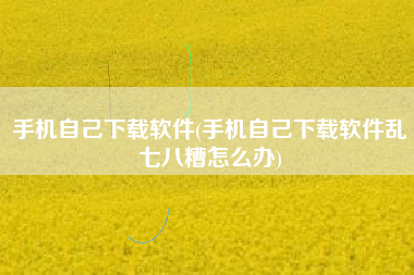 手机自己下载软件(手机自己下载软件乱七八糟怎么办)