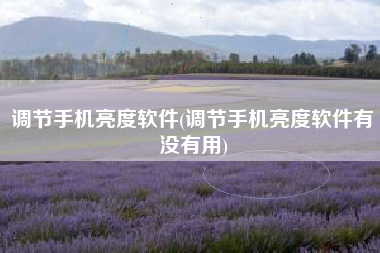 调节手机亮度软件(调节手机亮度软件有没有用)