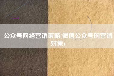 公众号网络营销策略(微信公众号的营销对策)