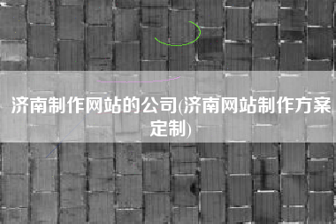 济南制作网站的公司(济南网站制作方案定制)