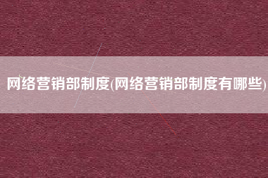 网络营销部制度(网络营销部制度有哪些)
