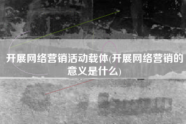开展网络营销活动载体(开展网络营销的意义是什么)