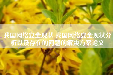 我国网络安全现状 我国网络安全现状分析以及存在的问题的解决方案论文