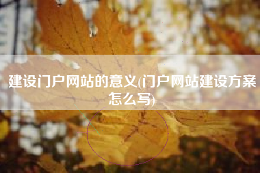 建设门户网站的意义(门户网站建设方案怎么写)