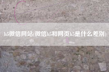h5微信网站(微信h5和网页h5是什么差别)