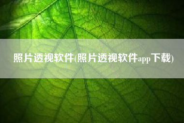 照片透视软件(照片透视软件app下载)