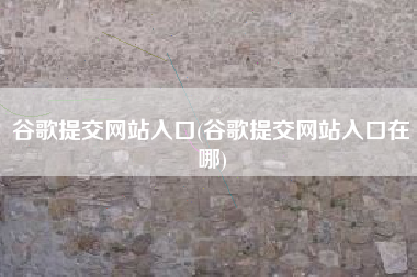 谷歌提交网站入口(谷歌提交网站入口在哪)