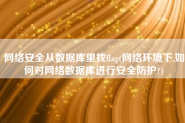 网络安全从数据库里找flag(网络环境下,如何对网络数据库进行安全防护?)